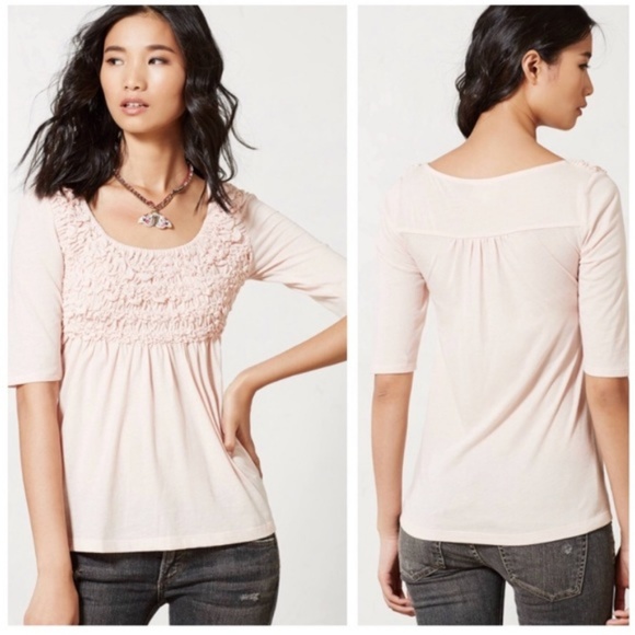 Anthropologie Tops - Anthropologie Deletta Derby Peplum Top Light Pink